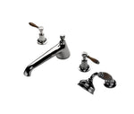Waterworks Easton Classic Low Profile Concealed Tub Filler with 2.5gpm Handshower and Oak Lever Handles in Nickel