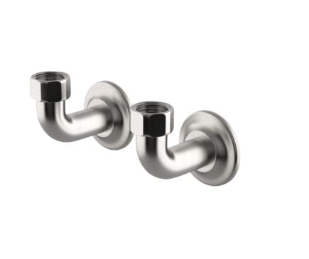 Waterworks Easton Pair of 3 1/8" Angled Wall Unions for Kitchen Faucets in Matte Nickel Complies with 0.25* WALC