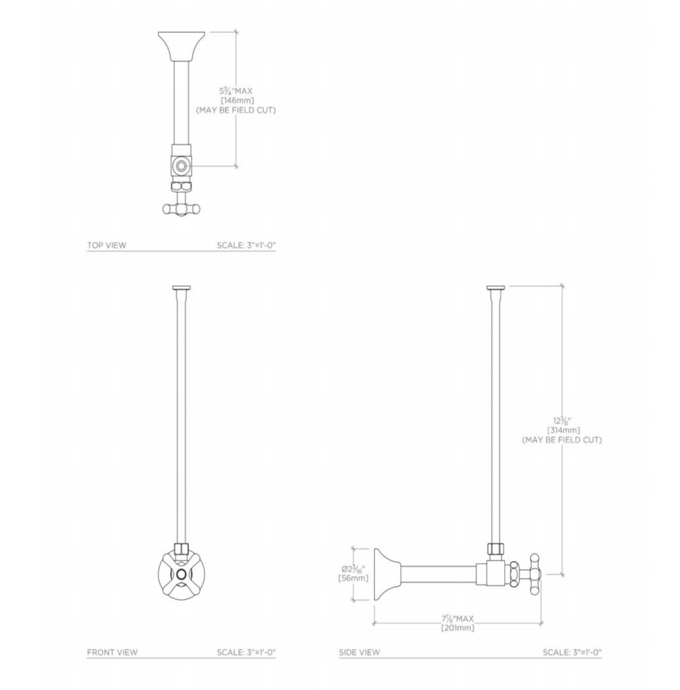 Waterworks Universal Angle Watercloset Supply Kits 1/2" Sweat x 3/8" O.D. Compression in Dark Brass