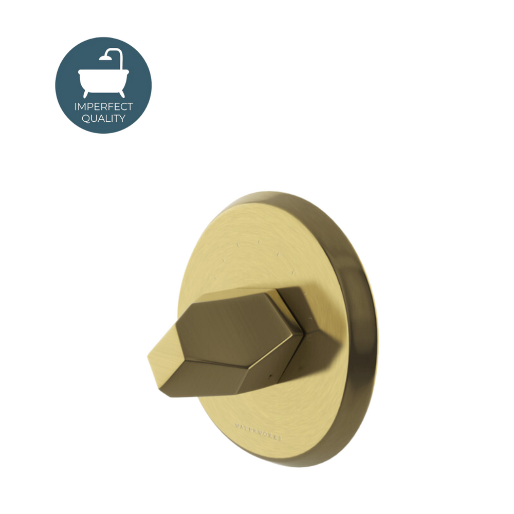 Waterworks Isla Thermostatic Control Valve Trim with Metal Geode Handle in Burnished Brass