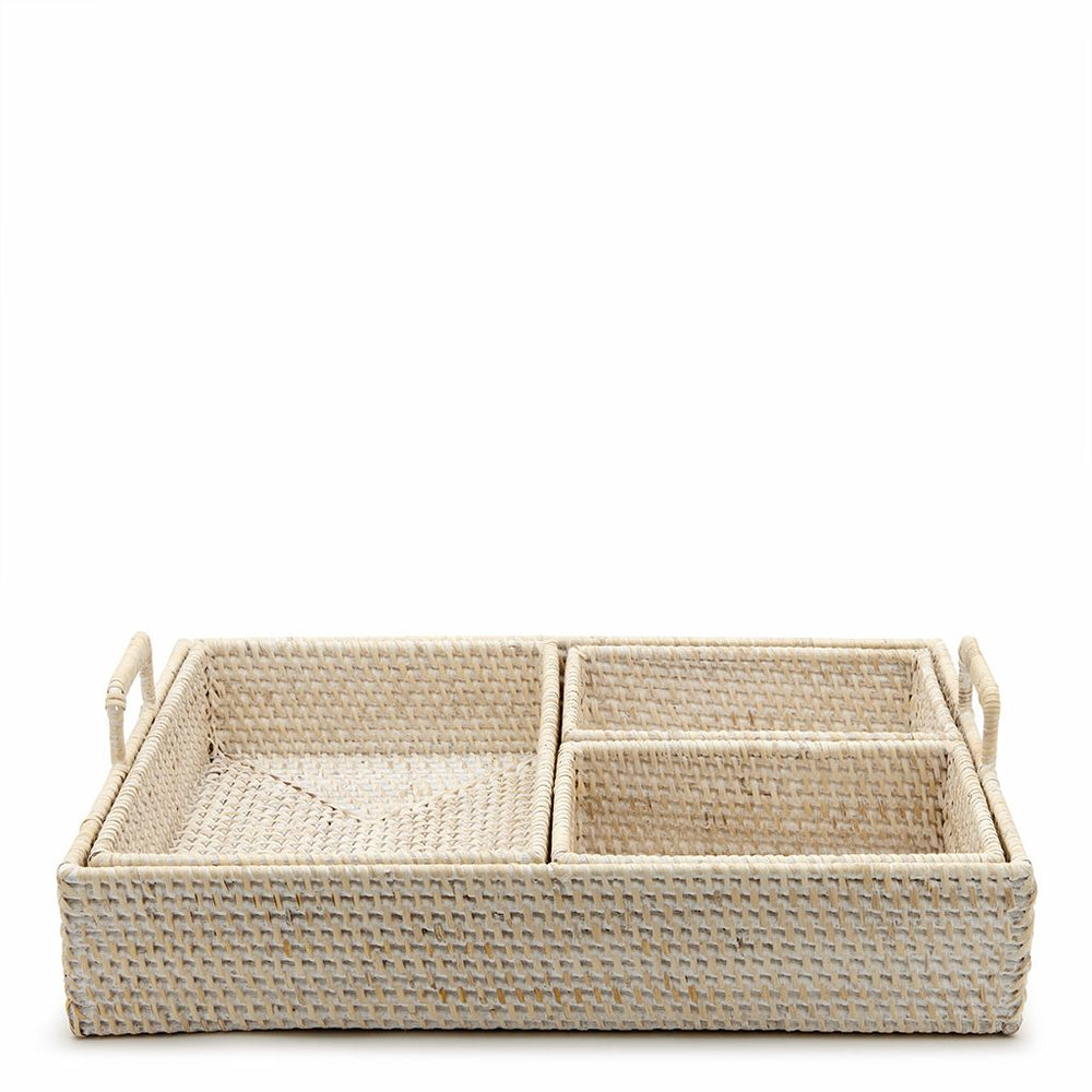 Waterworks Palm Nested Serving Tray in White Wash