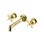 Waterworks Henry Wall Mounted Lavatory Faucet with Cross Handles in Brass