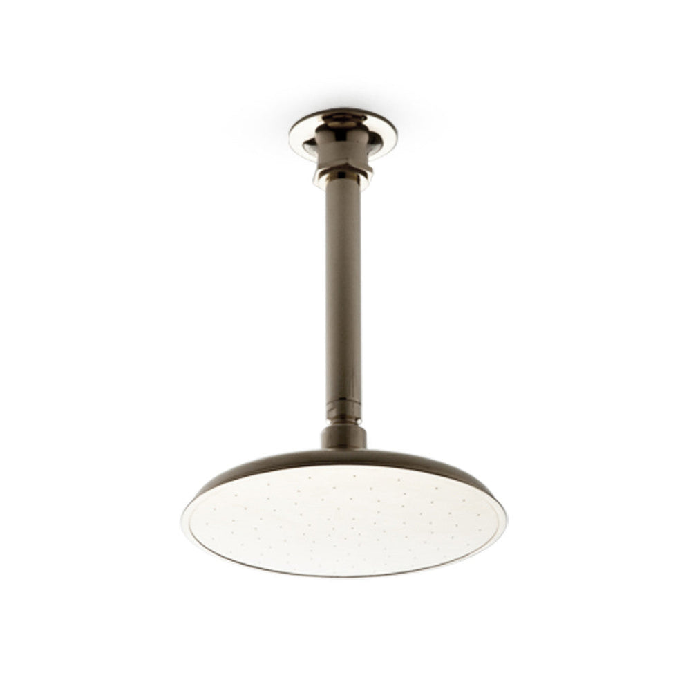 Waterworks Henry Ceiling Mounted 8" Shower Head, Arm and Flange in Brass
