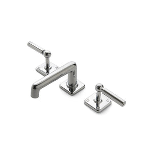 Waterworks Ludlow Low Profile Deck Mounted Lavatory Faucet with Lever Handles in Matte Nickel