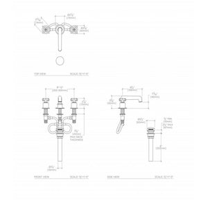 Waterworks Henry Low Profile Three Hole Deck Mounted Lavatory Faucet with Coin Edge Cylinders and Cross Handles in Dark Nickel