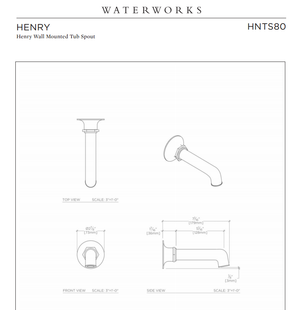 Waterworks Henry Wall Mounted Tub Spout in Antique Bronze