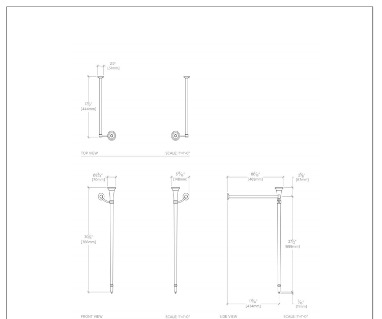 Waterworks Alden Metal Round Two Leg Single Washstand for Sink with Backsplash 5 13/16" x 18 7/16" x 29 1/2" in Nickel