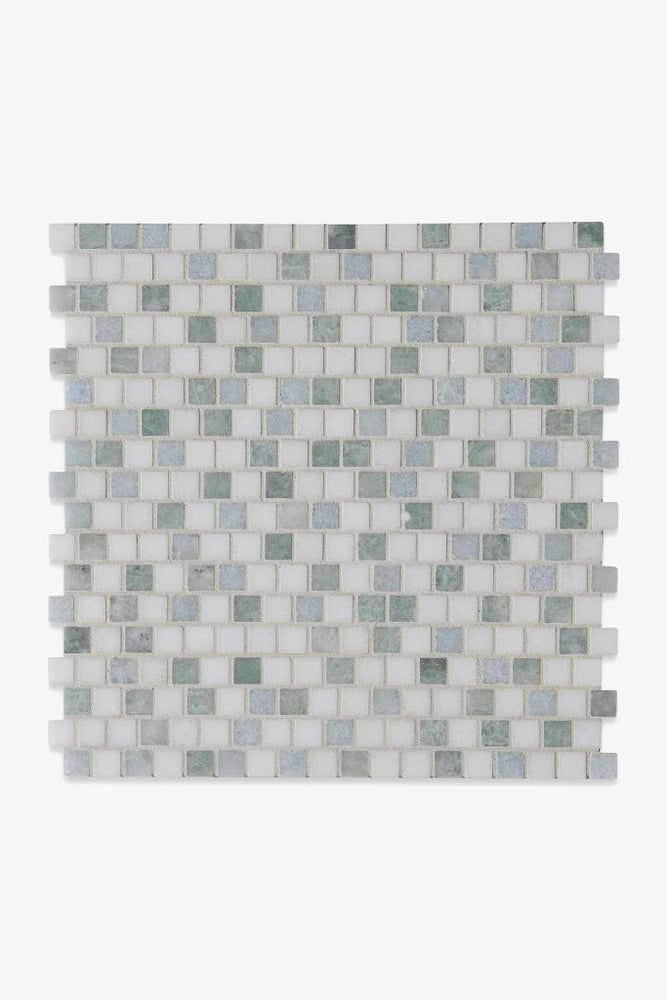 Waterworks Keystone 1.5cm Staggered Mosaic in Celeste/Thassos/Ming Blend Polished