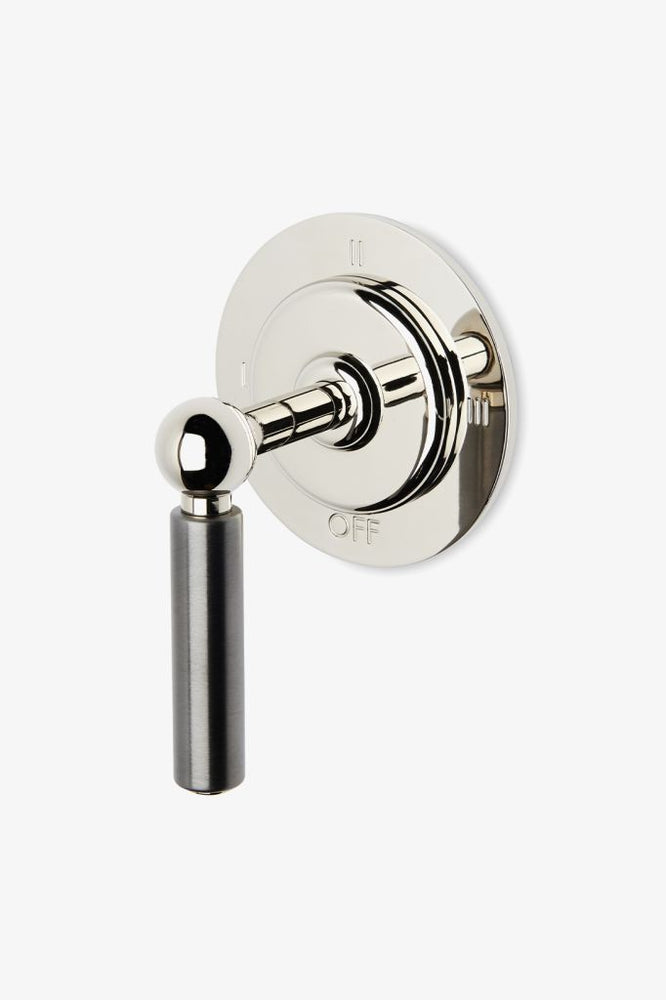 Waterworks Ludlow Shinola Edition Three Way Diverter Valve Trim for Thermostatic with Roman Numerals and Two-Tone Lever Handle in Nickel/Shinola Steel