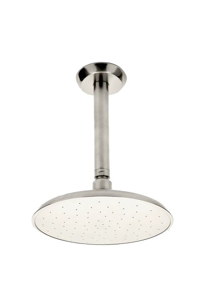 Waterworks Isla Ceiling Mounted Shower Head, Arm and Flange in Brass, 2.5gpm