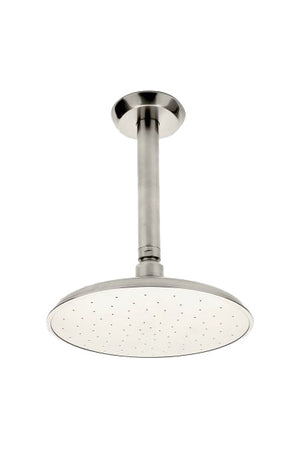 Waterworks Isla Ceiling Mounted Shower Head, Arm and Flange in Burnished Brass