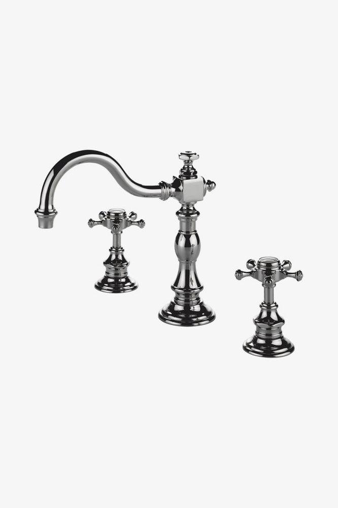 Waterworks Julia Deck Mounted Marquee Lavatory Faucet with Metal Cross Handles in Brass