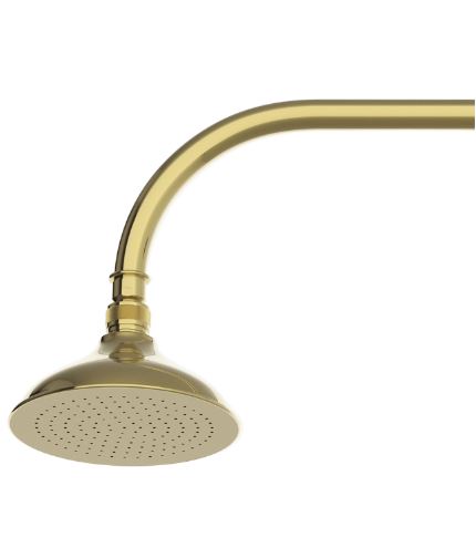 Waterworks Easton Classic Wall Mounted 6" Shower Rose, Arm and Flange in Brass
