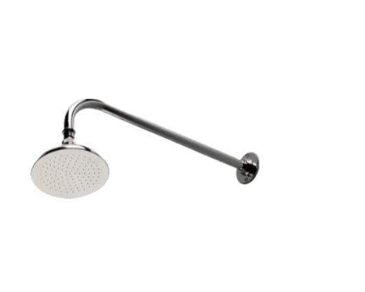 Waterworks Easton Classic Wall Mounted 6" Shower Rose, Arm and Flange in Chrome