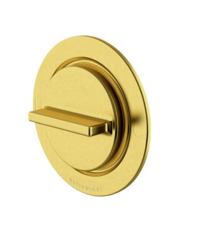 Waterworks Formwork Thermostatic Control Valve Trim with Metal Knob Handle in Matte Gold