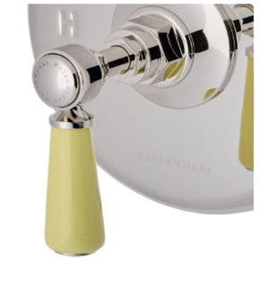 Waterworks Highgate ASH NYC Edition Thermostatic Control Valve Trim with Porcelain Lever Handle in Nickel/Citron Yellow