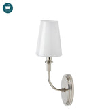 Waterworks Foro Wall Mounted Single Arm Sconce with Glass Shade in Nickel