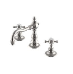 Waterworks Julia High Profile Three Hole Deck Mounted Lavatory Faucet with Metal Cross Handles in Matte Nickel