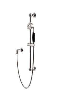 Waterworks Easton Classic Handshower on Bar with Black Porcelain in Brass