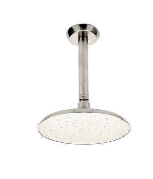 Waterworks Isla Ceiling Mounted Showerhead, Arm and Flange in Nickel