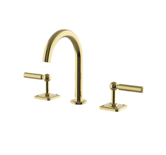 Waterworks Ludlow Gooseneck Lavatory Faucet with Lever Handles in Brass