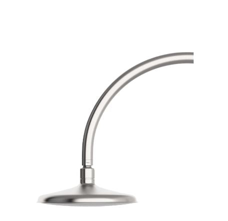 Waterworks Henry 8" Gooseneck Wall Mounted Shower Rose, Arm and Flange in Matte Nickel
