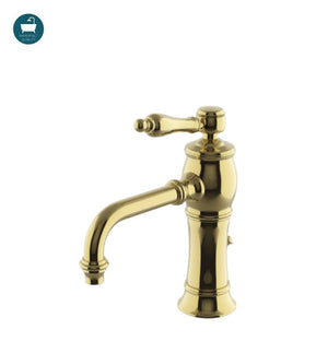 Waterworks Julia High Profile One Hole Deck Mounted Lavatory Faucet with Metal Lever Handles in Brass