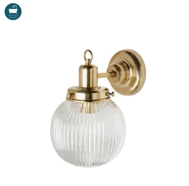 Waterworks Aurora Wall Mounted Single Arm Sconce with Glass Shade in Brass