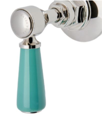 Waterworks Highgate ASH NYC Edition Volume Control Valve Trim with Porcelain Lever Handle in Nickel/Jade Green