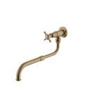 Waterworks Easton Classic Wall Mounted Extension Pot Filler, Metal Cross Handle in Vintage Brass