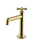 Waterworks Dash One Hole High Profile Bar Faucet with Metal Cross Handle in Unlacquered Brass