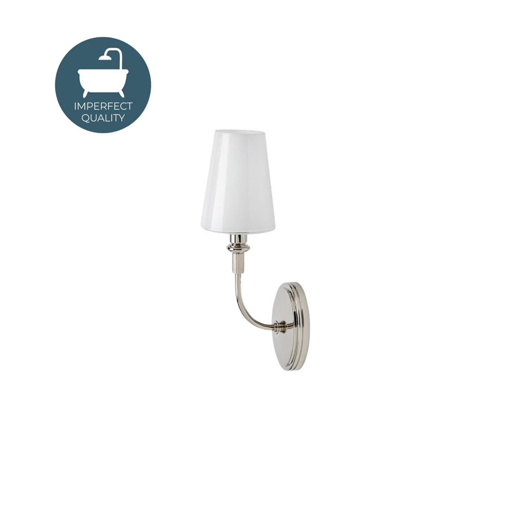 Waterworks Foro Wall Mounted Single Arm Sconce with Glass Shade in Nickel