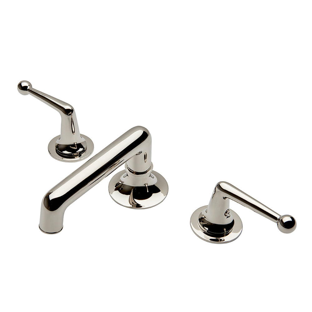 Waterworks Dash Low Profile Lavatory Faucet with Metal Lever Handles in Matte Nickel
