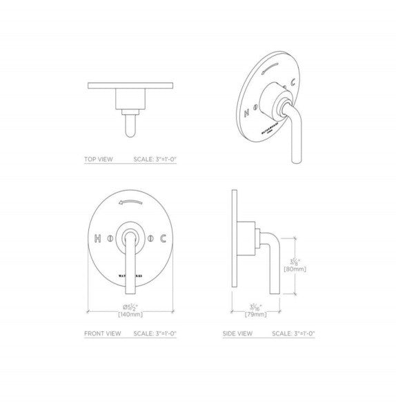 Waterworks Flyte Pressure Balance Control in Antique Brass