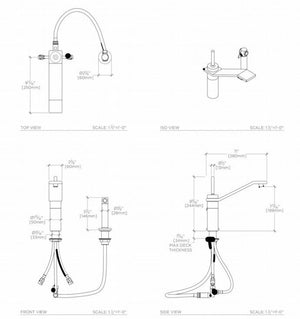 Waterworks Formwork One Hole High Profile Kitchen Faucet, Metal Joystick Handle and Spray in Brass