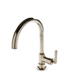 Waterworks Henry One Hole Gooseneck Kitchen Faucet, Metal Lever Handle in Vintage Brass