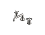 Waterworks Henry Low Profile Deck Mounted Lavatory Faucet Metal Cross Handles in Nickel