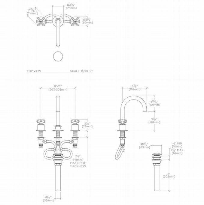 Waterworks Henry Gooseneck Lavatory Faucet with Cross Handles in Matte Nickel