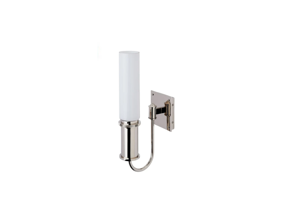 Waterworks Henry Wall Mounted Single Swing Arm Sconce with Glass Shade in Nickel