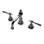 Waterworks Julia High Profile Three Hole Deck Mounted Lavatory Faucet with Metal Lever Handles in Nickel