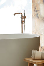 Waterworks .25 TRIM ONLY for Floor Mounted Exposed Tub Filler with 2.5gpm Handshower and Joystick Handle in Dark Nickel