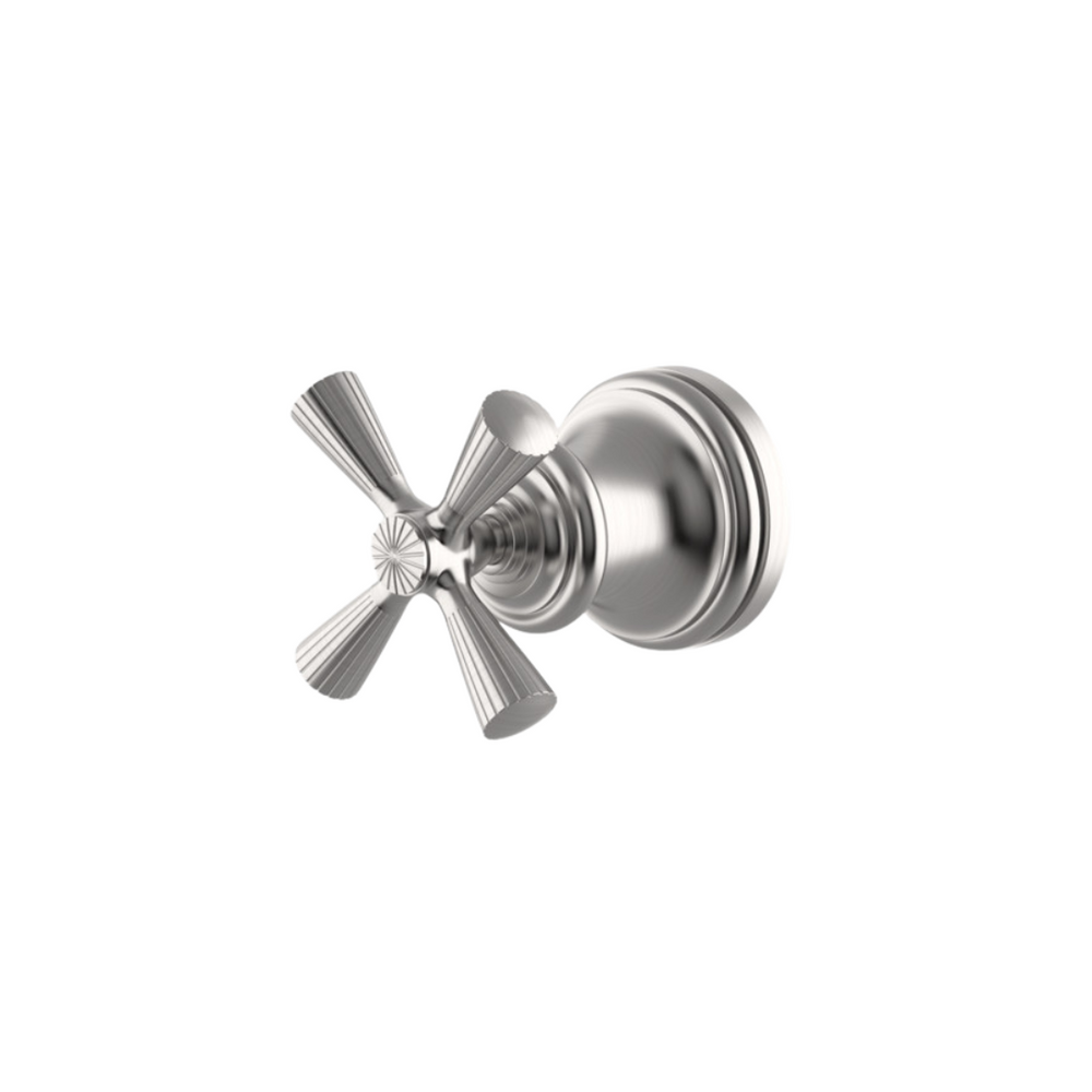 Waterworks Foro Volume Control Valve Trim with Metal Cross Handle in Matte Nickel