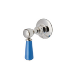 Waterworks Highgate ASH NYC Edition Volume Control Valve Trim with Porcelain Lever Handle in Nickel/Azure Blue