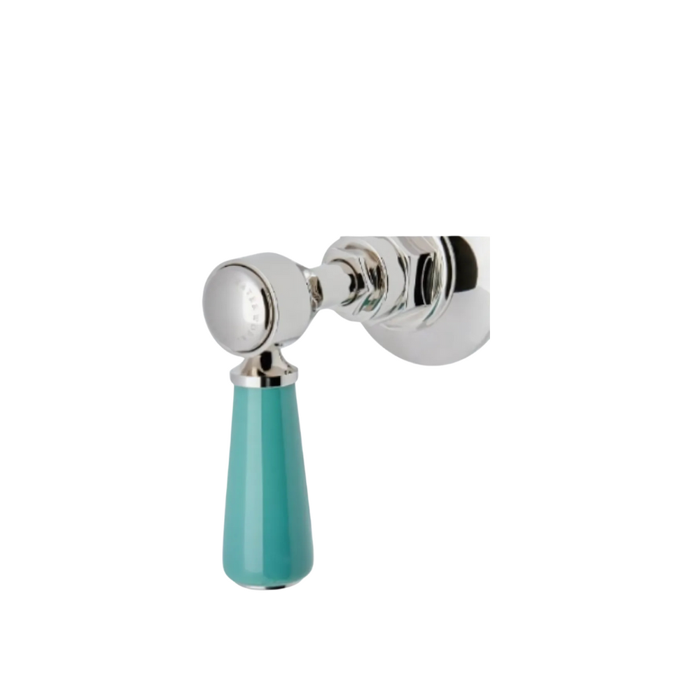 Waterworks Highgate ASH NYC Edition Volume Control Valve Trim with Porcelain Lever Handle in Nickel/Jade Green