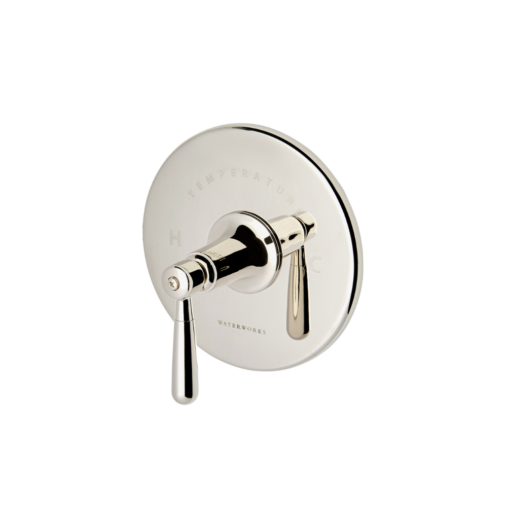 Waterworks Riverun Single Thermostatic Control Valve Trim with Lever Handle in Nickel