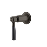 Waterworks Riverun Two-Tone Lever Volume Control Handle in Dark Brass/Matte Black