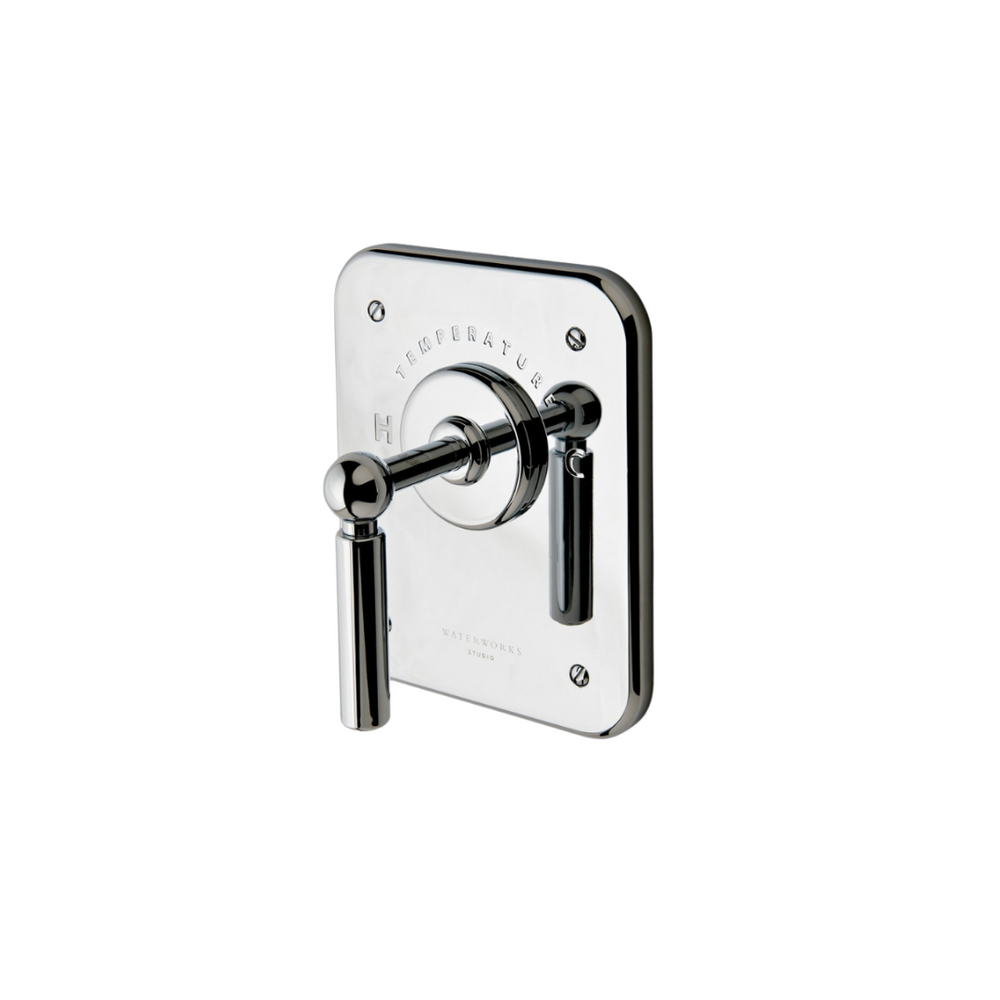 Waterworks Ludlow Thermostatic Control Valve Trim with Metal Lever Handle in Nickel