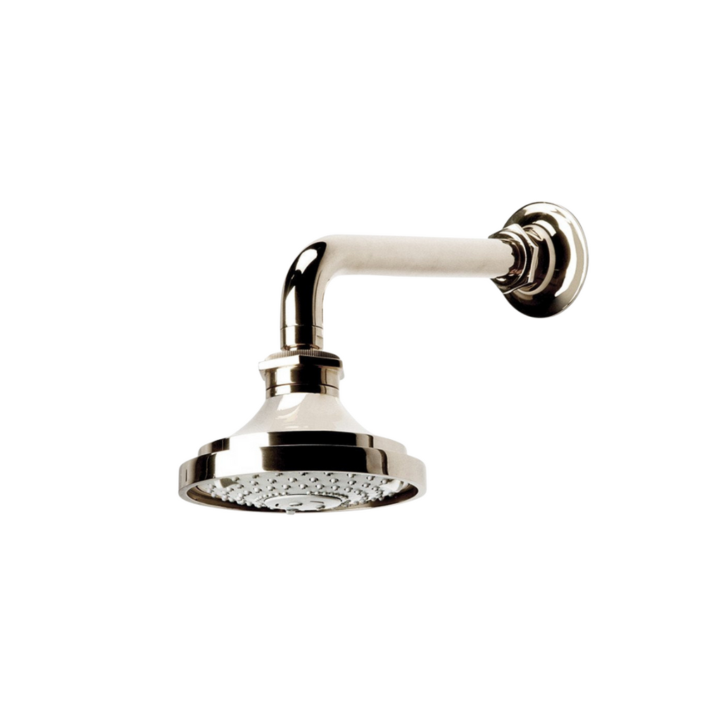 Waterworks Henry 5 1/8" Shower Head, Arm and Flange with Adjustable Spray in Nickel