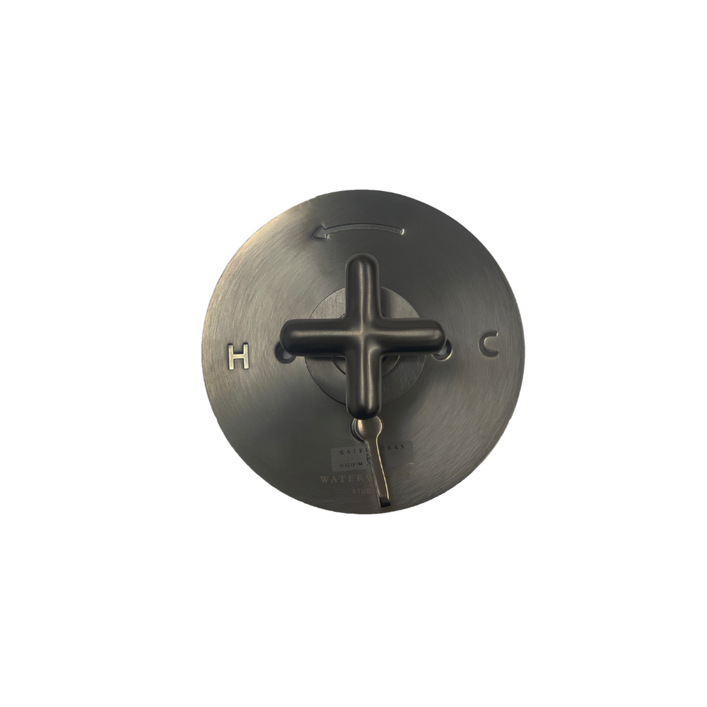 Waterworks  Flyte Pressure Balance with Diverter Trim with .25 Metal Cross Handle in Dark Nickel PVD