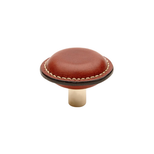 Waterworks Fallbrook 1 1/8" Chestnut Leather Knob in Nickel